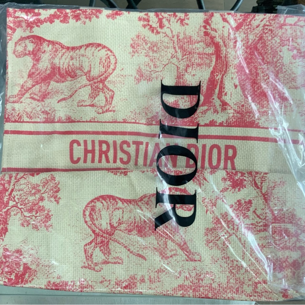 Christian Dior Dioriviera Pink Straw Tote